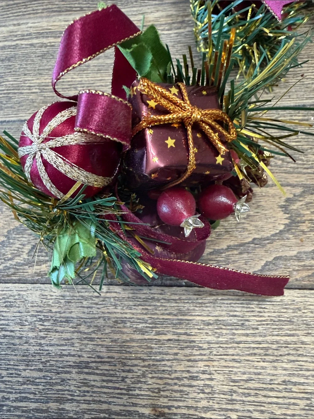 VTG Large lot of Burgundy and Gold Holiday Craft Pieces Perfect for Centerpieces